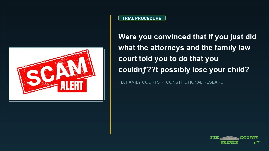 Were you convinced that if you just did what the attorneys and the family law court told you to do that you couldn't possibly lose your child?