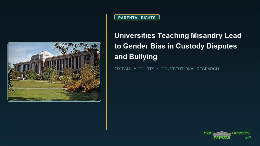 Universities Teaching Misandry Lead to Gender Bias in Custody Disputes and Bullying