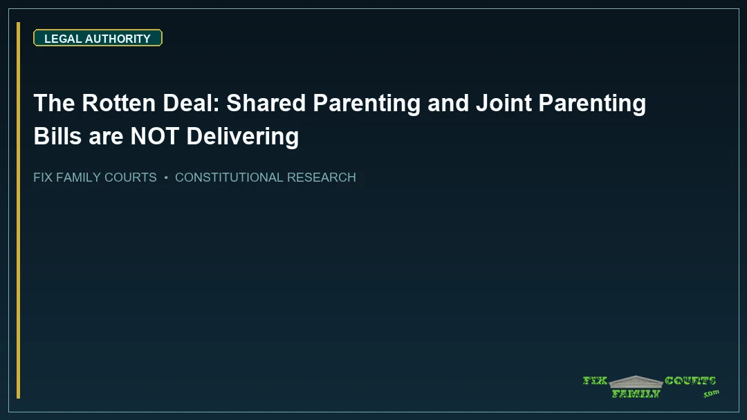 The Rotten Deal: Shared Parenting and Joint Parenting Bills are NOT Delivering