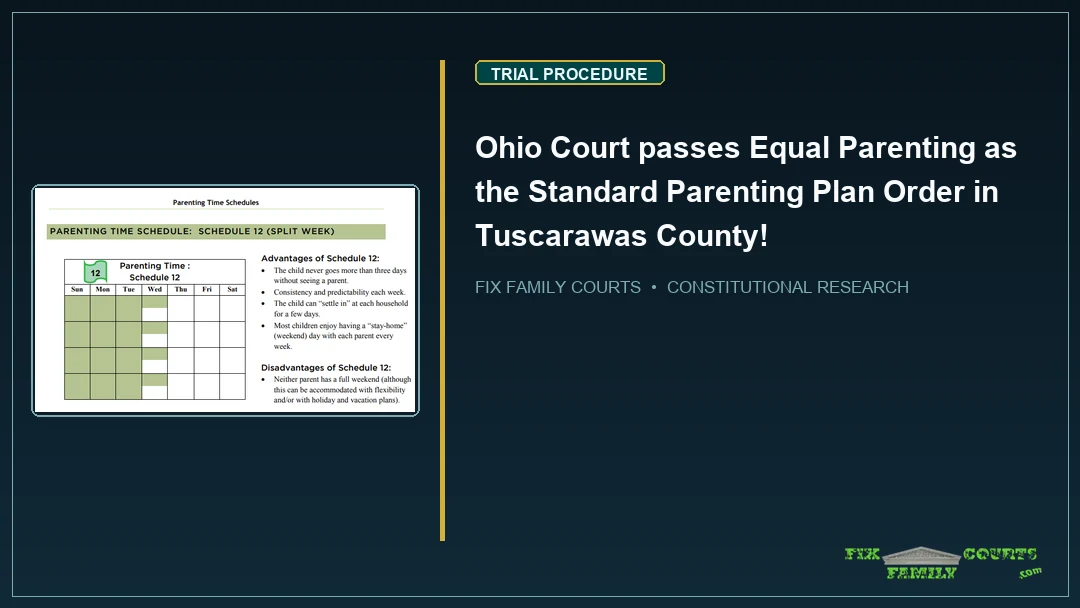 Ohio Court passes Equal Parenting as the Standard Parenting Plan Order in Tuscarawas County!