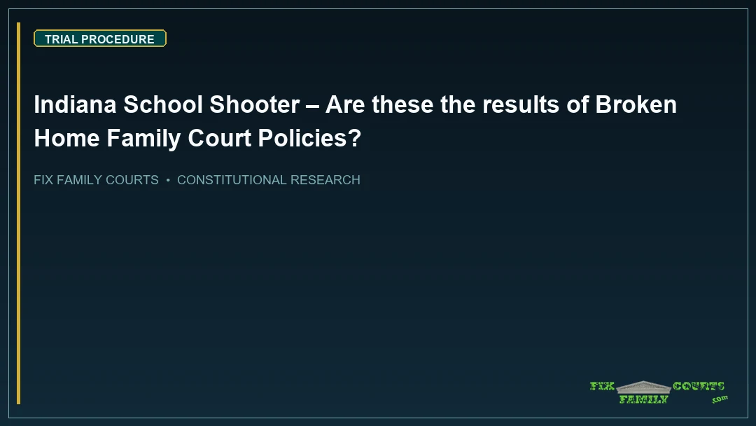 Indiana School Shooter – Are these the results of Broken Home Family Court Policies?