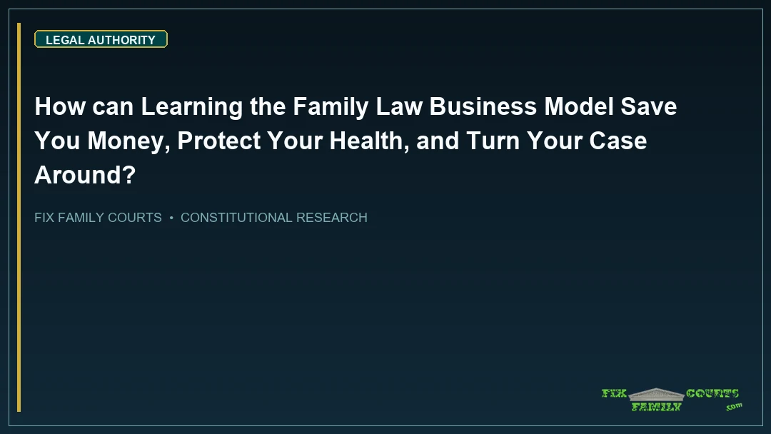 How can Learning the Family Law Business Model Save You Money, Protect Your Health, and Turn Your Case Around?