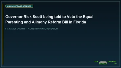 Governor Rick Scott being told to Veto the Equal Parenting and Alimony Reform Bill in Florida